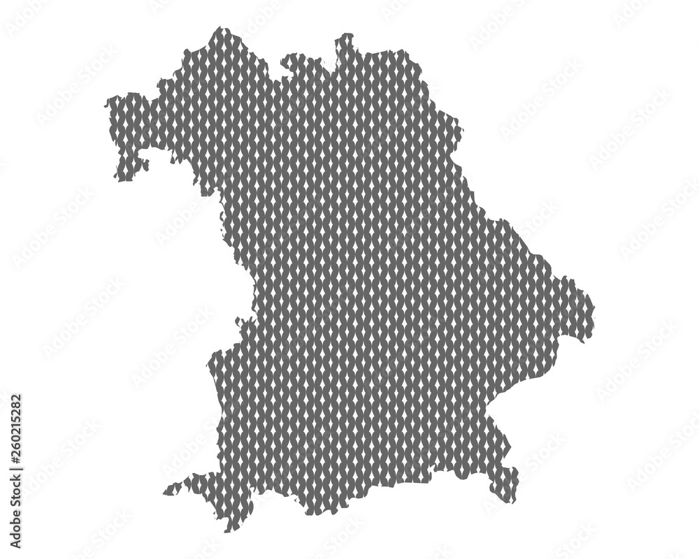 Karte von Bayern in rechten Maschen
