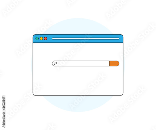 Template Simple Browser Window. Browser Search concept in trendy flat design on empty background
