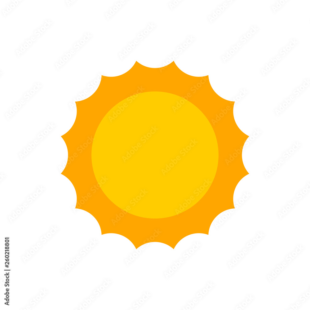Sun icon. Big yellow Sun. Sun in flat style Sun icon. Big yellow Sun. Sun in flat style
