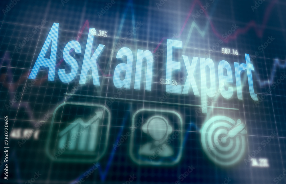 Ask An Expert concept on a blue dot matrix computer display. Ask An Expert concept on a blue dot matrix computer display.