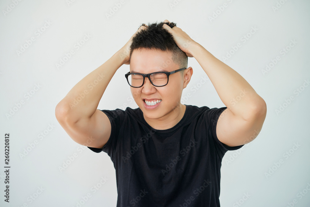 Man suffering from headache Man suffering from headache