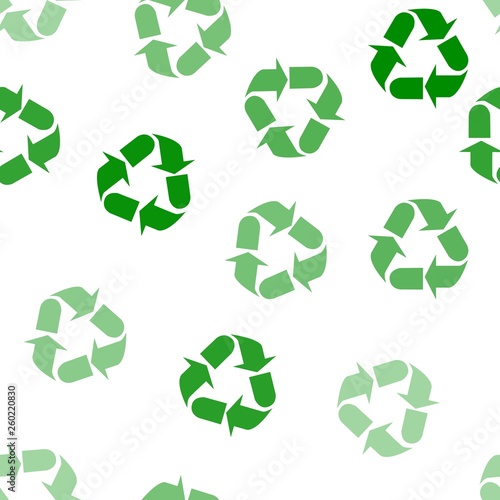 The sign of the three arrows, means recycling. Seamless Wallpaper pattern. The ability to stretch to any size in all directions without loss of quality. Vector illustration. 