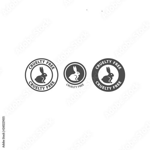 Cruelty free black vector sign with rabbit. Cruelty free label sticker for cosmetics and food instructions.