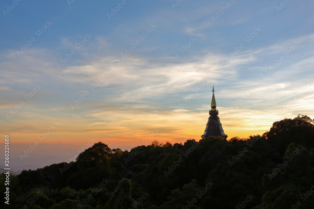beautiful landscape, landmark of pagoda in doi Inthanon national park at Chiang Mai, Thailand