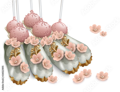 Delicious sweets and desserts. Summer wedding confectionary bakery treats Vec...