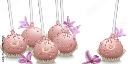 Delicious sweets. Summer wedding confectionary bakery treats Vector illustrat...