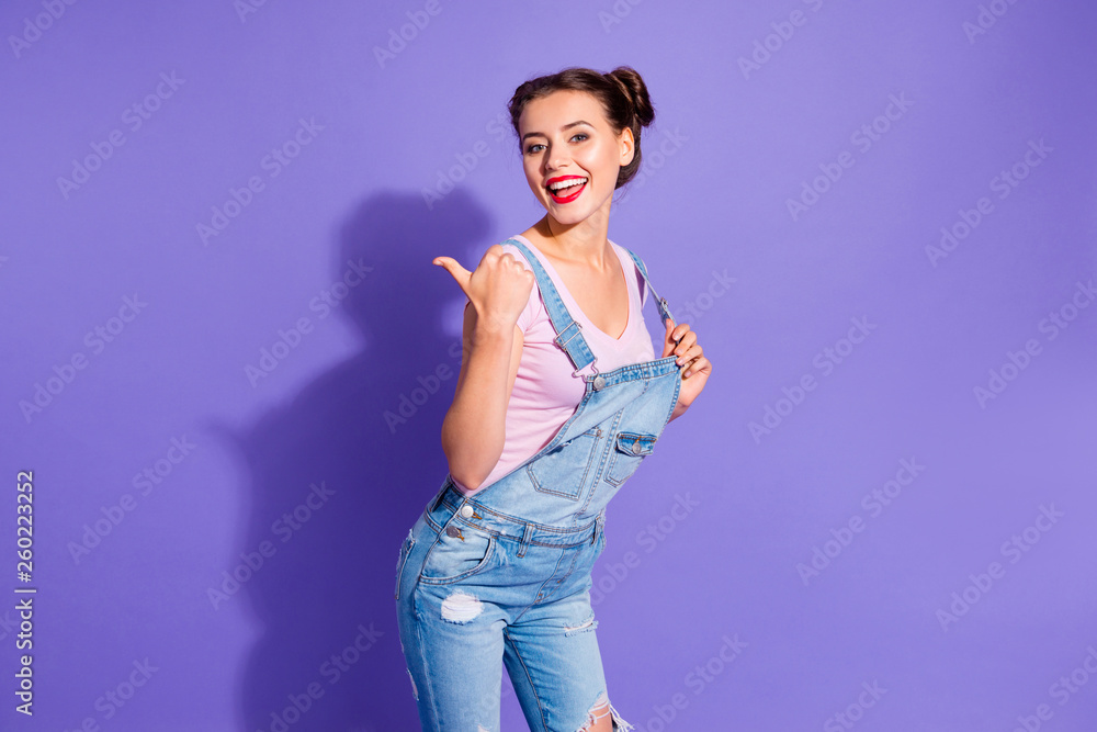 Purple denim overalls store