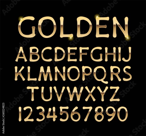 Luxurious gold alphabet vector on black background