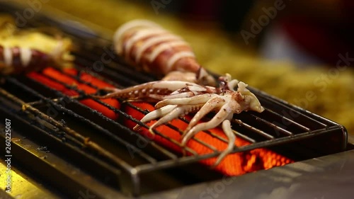 Street thai food, Grilled squid photo