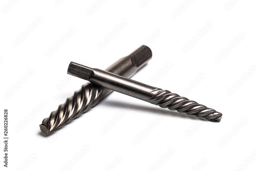 drill extractors close up view isolated on white background drill extractors close up view isolated on white background