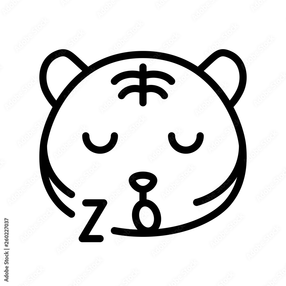 Cute Tiger emoticon, line style vector illustration Cute Tiger emoticon, line style vector illustration