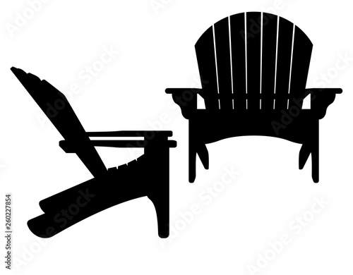 beach or garden armchair black contour silhouette vector illustration