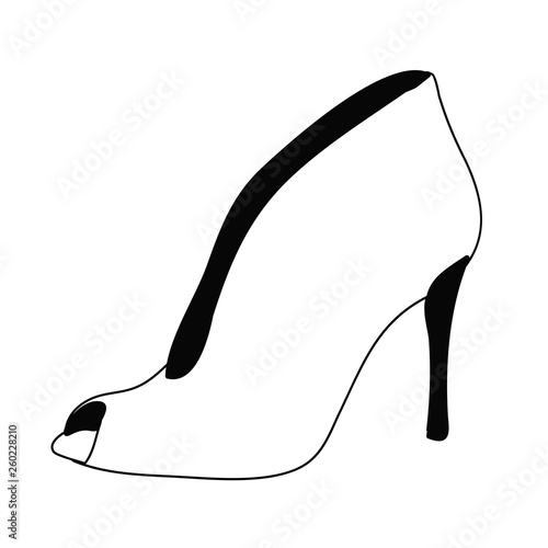 isolated black and white silhouette heeled shoes