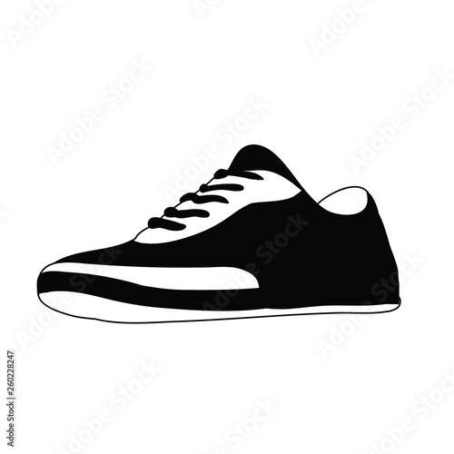 isolated, black and white silhouette sneakers