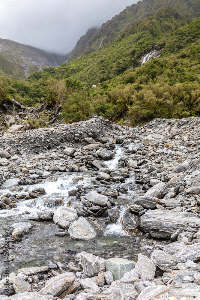Riverbed of the Franz Josef Glacier, New Zealand Riverbed of the Franz Josef Glacier, New Zealand