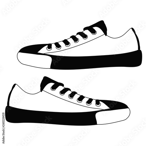 vector, isolated, black and white silhouette sneakers