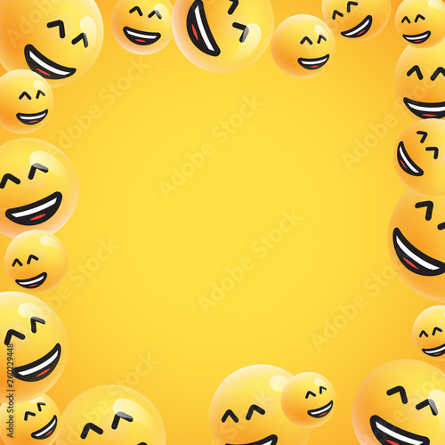 Group of high detailed yellow emoticons, vector illustration