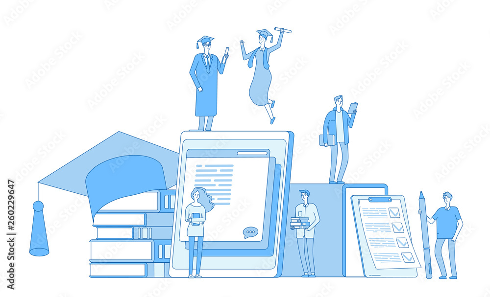 Online education concept. Library culture, literature dictionary reading language learning students studying course vector background. Dictionary online, book for study illustration Online education concept. Library culture, literature dictionary reading language learning students studying course vector background. Dictionary online, book for study illustration