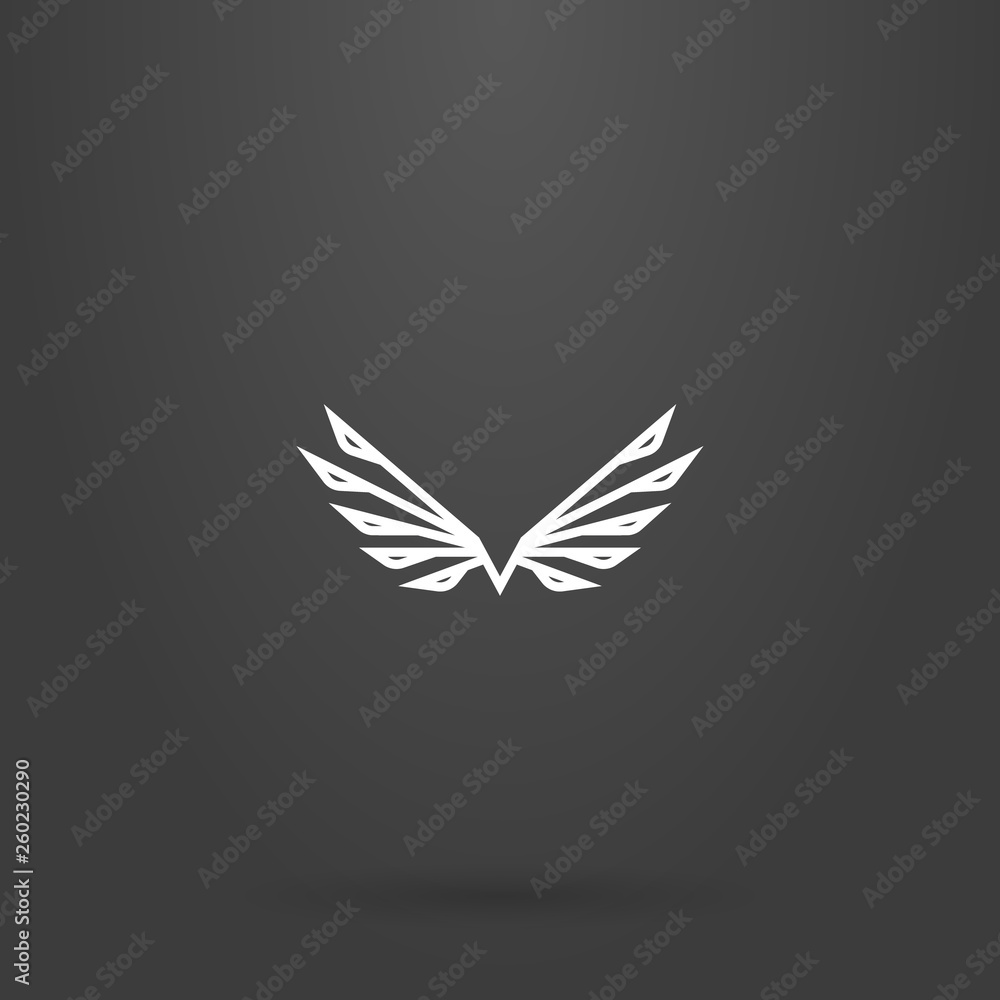 white sign on a black background. simple line art abstract vector logo of flying bird white sign on a black background. simple line art abstract vector logo of flying bird