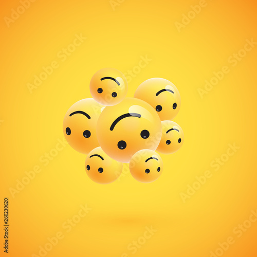 Group of high detailed yellow emoticons, vector illustration