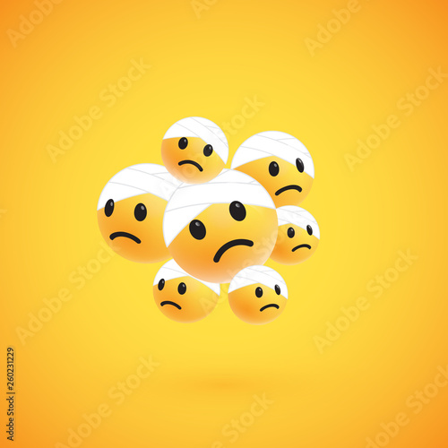 Group of high detailed yellow emoticons, vector illustration
