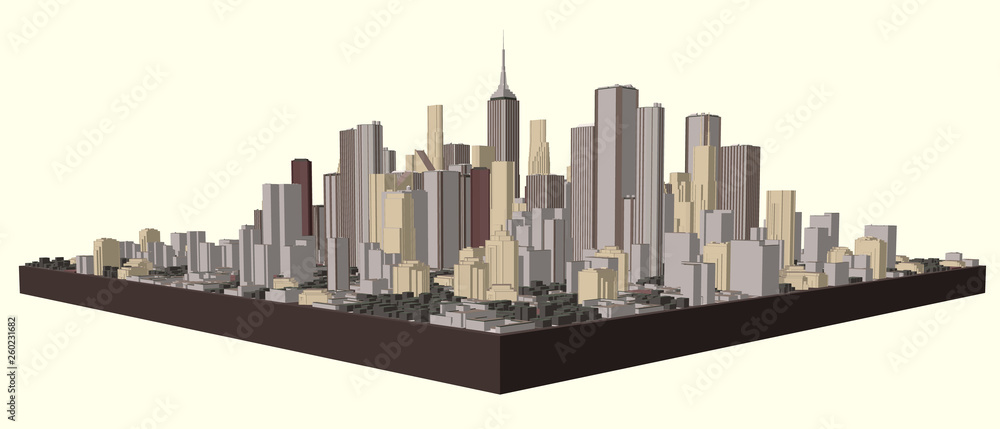 Fototapeta premium 3D model of city. Vector illustration