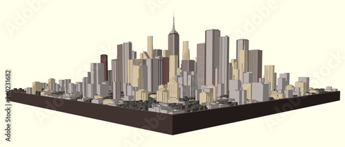 3D model of city. Vector illustration