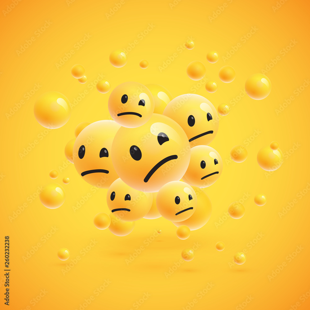 Fototapeta premium Group of high detailed yellow emoticons, vector illustration
