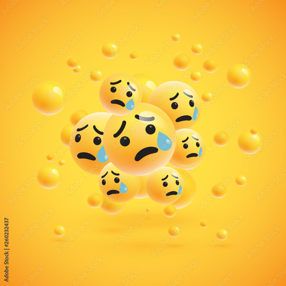 Fototapeta premium Group of high detailed yellow emoticons, vector illustration