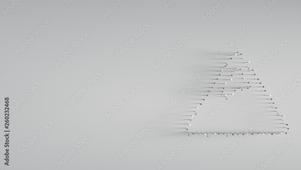 3D rendering various metal nails in shape of mountain 3D rendering various metal nails in shape of mountain