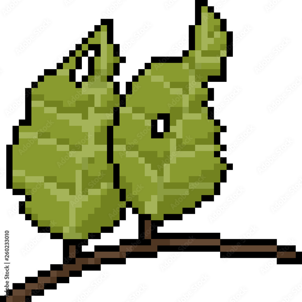 Obraz premium vector pixel art leaf