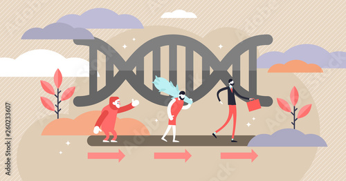 Evolution vector illustration. Flat tiny development theory persons concept