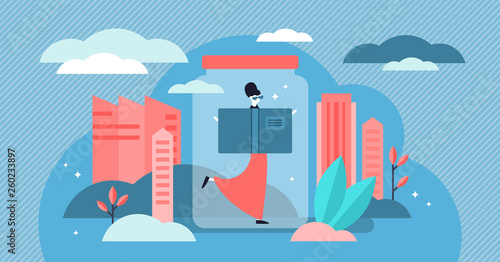 Introvert vector illustration. Flat tiny personality types persons concept.