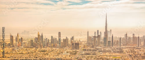 Canvas Print Panoramic aerial view of Dubai skyline, United Arab Emirates