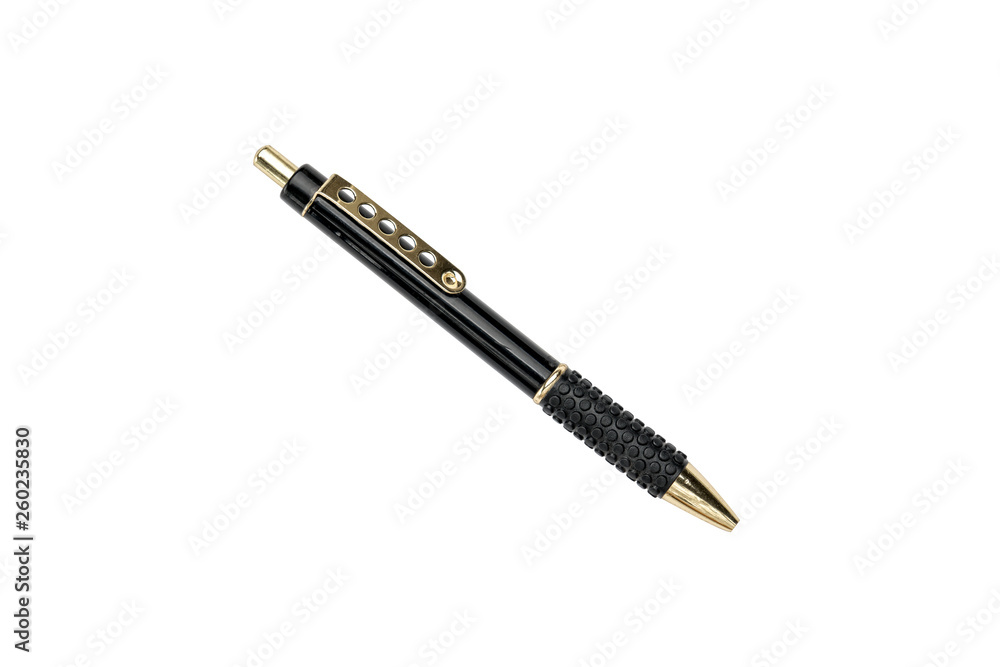 old black and golden ball pen, isolated on white old black and golden ball pen, isolated on white
