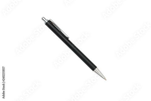 old black and silver ball pen, isolated on white