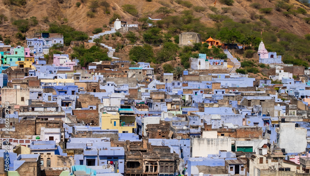 view of bundi the blue city in india