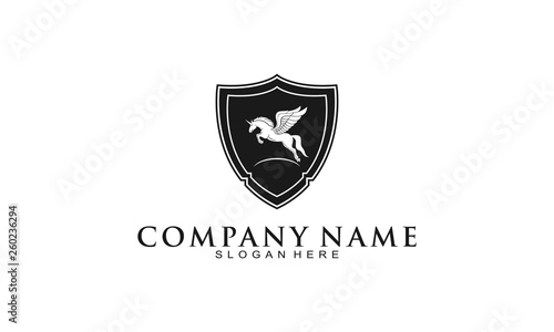 Pegasus inside the shield vector logo