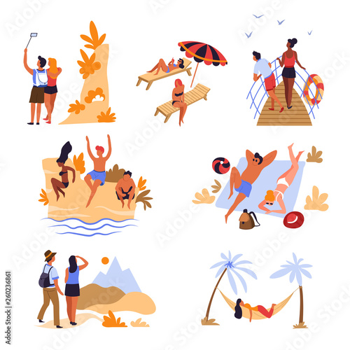 Travelers beach mountains and sea voyage vacation and holidays