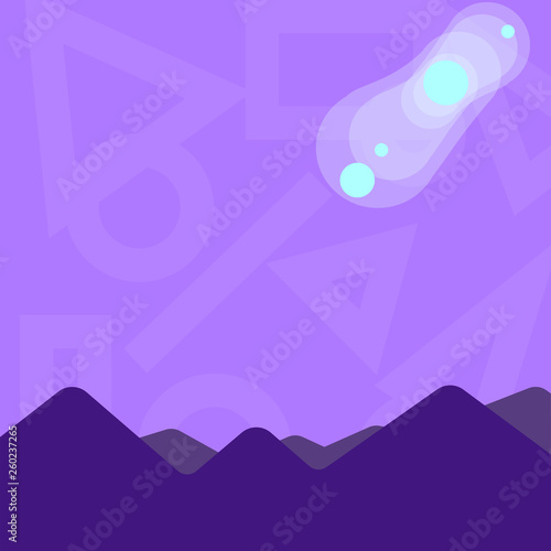 View of Colorful Mountains and Hills with Lunar and Solar Eclipse Happening Design business Empty template isolated Minimalist graphic layout template for advertising