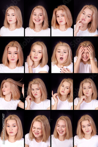 A collage of different emotions of the same women