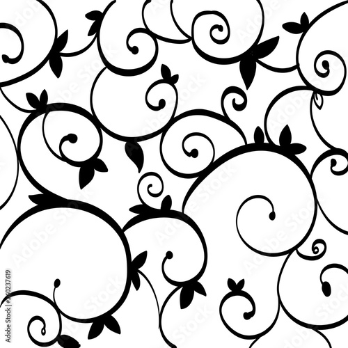 Black Paisley Outline Pattern on White Isolated. Ironwork Grill Design Idea Business Empty template for Layout for invitation greeting card promotion poster voucher