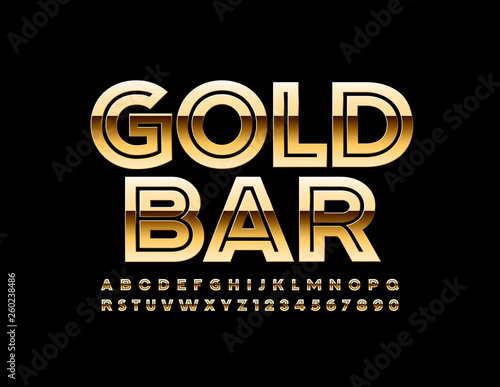 Vector luxury Logo Gold Bar with stylish Font. Unique Alphabet Letters and Numbers