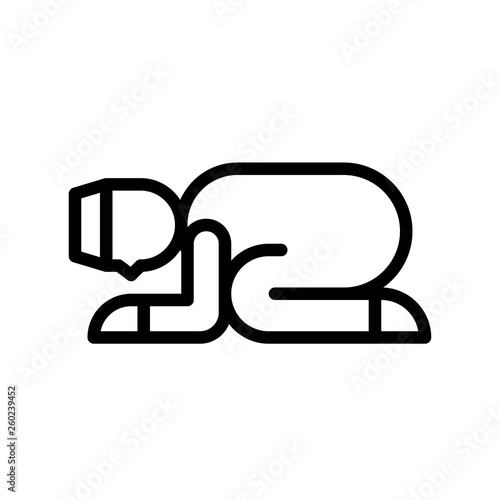 Prostration vector illustration, Ramadan related line icon