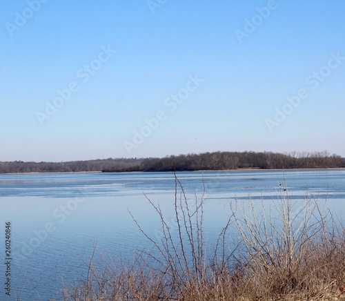 A beauty view of the lake from the lake shore.