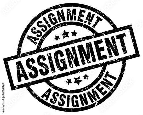 assignment round grunge black stamp