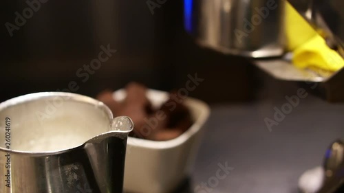 Making hot chocolate from fresh milk and coacoa HD photo
