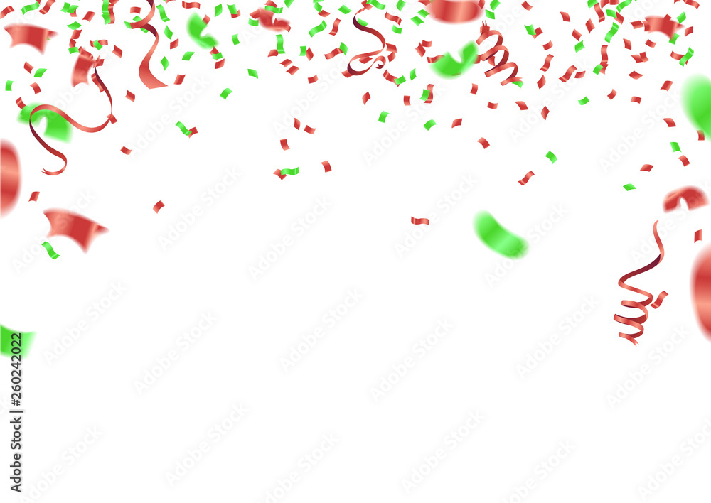 Colored paper green and red in flight isolated on a white background Colored paper green and red in flight isolated on a white background