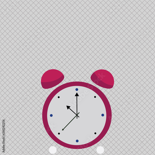 Colorful Round Analog Two Bell Alarm Desk Clock with Seconds Hand photo Copy Space design Empty template text for Ad, promotion, poster, flyer, web banner, article