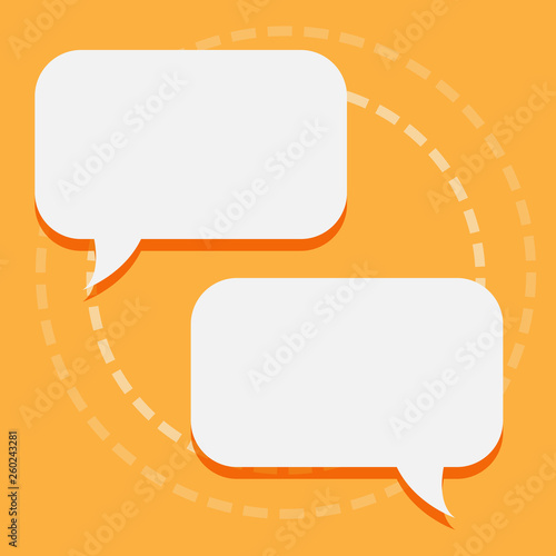 Two Blank White Speech Balloon Engaging in Conversation on Pastel Backdrop Design business concept Empty copy space modern abstract background